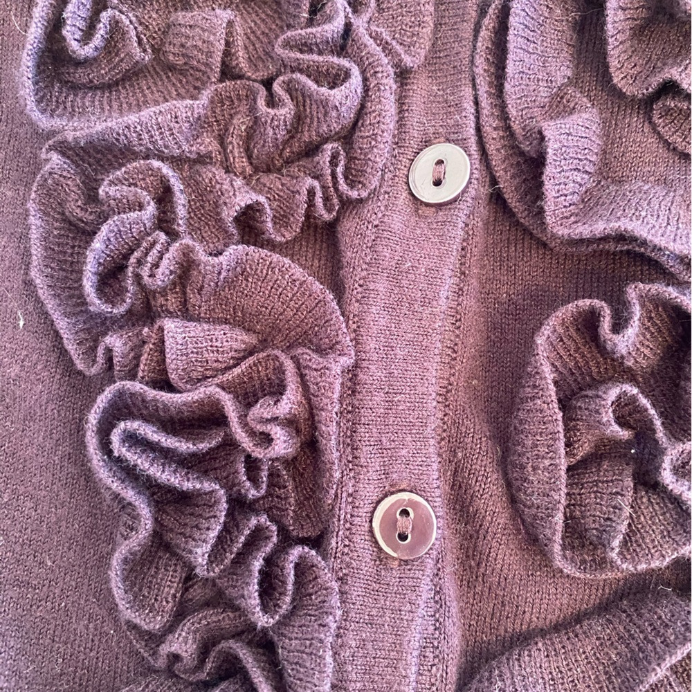 Tracy‎ M Deep Purple Ruffle Cardigan - Picture 3 of 9